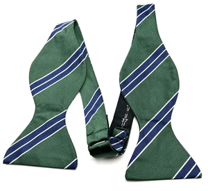 Vintage J. Press Herren-Fliege grün weiß blau Repp 100 % Seide hergestellt in UK 2,75 " - Bild 1 von 5