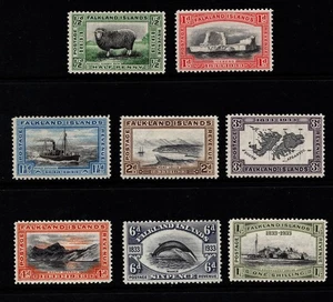 FALKLAND ISLANDS GEORGE V 1933  PART SET OF 8 TO 1/- SG.127/134  MOUNNTED MINT - Picture 1 of 2