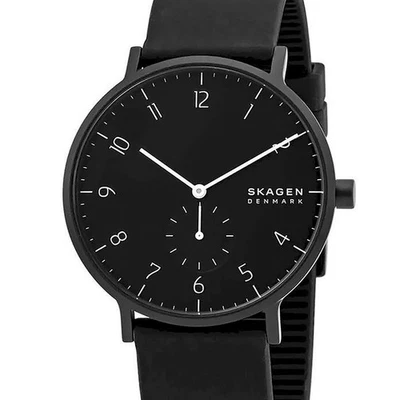 Skagen Denmark Aaren Kulor Mens Watch, Black & White Dial, Soft Silicone Band - Image 1 of 4