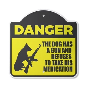 Danger Dog Has A Plastic Novelty Sign Warning Animal Dog Protection - Picture 1 of 6