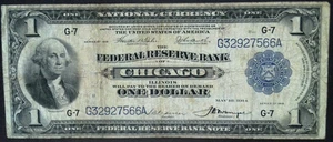 1918 $1 One Dollar Chicago IL GREEN EAGLE Federal Reserve Large Note G32927566A - Picture 1 of 6