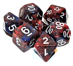 Juego de 7 dados poliédricos fuego y hielo con bolsa de dados rojos RPG D&D - Imagen 1 de 2