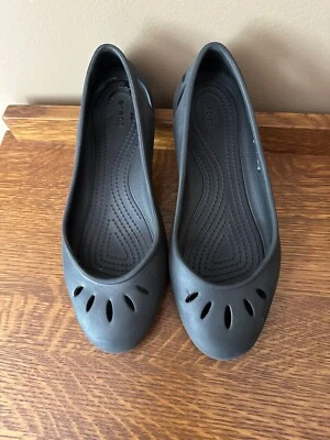 Zapatos planos de ballet Crocs Kelli para mujer planos negros lisos sin cordones talla 8 Foto 1 de 4