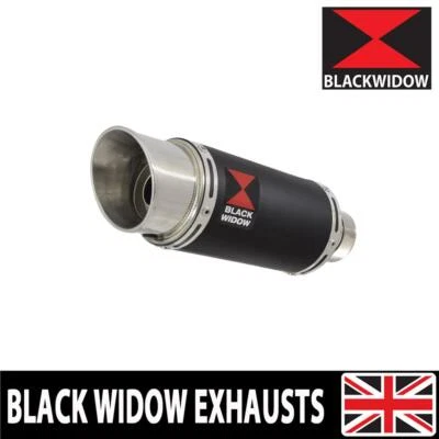 BLACK WIDOW BLACK STAINLESS EXHAUST SILENCER END CAN GP ROUND SLIP ON BG20R - Image 1 of 4