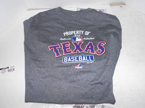 Texas Rangers Baseball Men's Gray Majestic T-shirt  W/ 3/4 Sleeve Size Large-NWT Cover