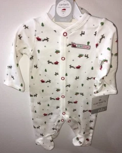 NWT CARTER'S MY FIRST CHRISTMAS PAJAMA HAT Christmas Newborn Bodysuit One Piece - Picture 1 of 4