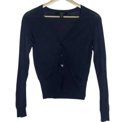 Max Mara Weekend V Neck Long Sleeve Knit Cardigan Sweater Size M Navy Blue - Image 1 of 4