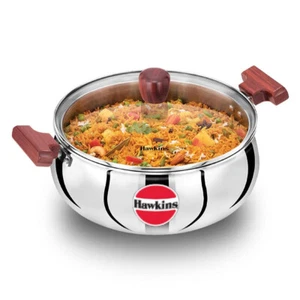 Hawkins Edelstahl dreilagiger Handi/Biryani Topf 5 Liter mit Glasdeckel SSH50G - Bild 1 von 7