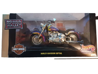 Hot Wheels 1999 Harley Davidson Softail, Purple w/Flames 1:10 Diecast scale - Image 1 of 4
