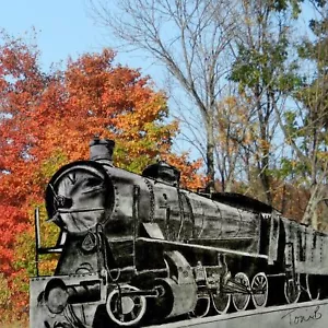 Handmade Framed Art Print Train Locomotive Steam Engine Picture 8x10 in Wall - Picture 1 of 6
