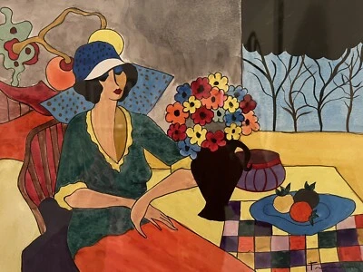 ITZCHAK TARKAY "MS. JONES"| ACUARELA ORIGINAL SOBRE PAPEL | ENMARCADA | CERTIFICADO DE AUTENTICIDAD Foto 1 de 4