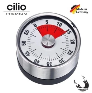 TIMER CONTAMINUTI MECCANICO (NO PILE) 0-60 MIN. IN ACCIAIO INOX E ABS "CILIO" - Foto 1 di 10