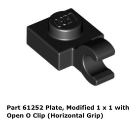 Lego 2x 61252 Black Plate, Modified 1 x 1 with Open O Clip 10236 Ewok Village