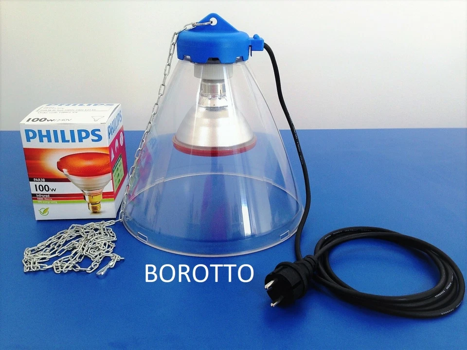 RIFLETTORE IN POLICARBONATO + LAMPADA INFRAROSSO  per Pulcini dopo l'incubatrice - Immagine 1 di 4