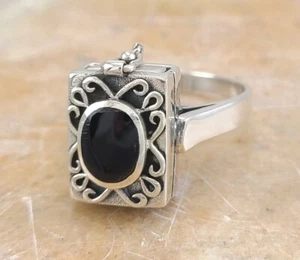 ANILLO VENENO ÓNIX PLATA ESTERLINA 925 ÚNICO talla 8 estilo # r3317 - Imagen 1 de 3