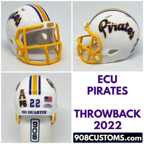 Custom Pocket Pro Helmet NEW NCAA East Carolina Pirates Throwback 2022 Cover
