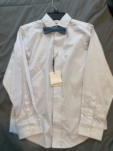 Calvin Klein Boys Long Sleeve Dress Shirt w/ Bow tie Size 10 - Picture 1 of 2