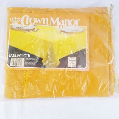 Crown Manor Tablecloth Gold 60 X 84 Cotton Polyester USA Made NEW - Image 1 of 4