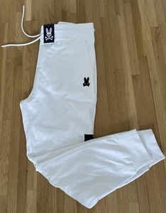 NWT- $125 Psycho Bunny Joggers Sweatpants- Mens XXL- French Terry- White - Picture 1 of 14