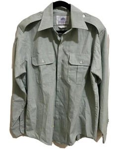 DSCP Mens Military Uniform Shirt 16 34/35 Green Long Sleeve Shoulder Tab Vintage - Picture 1 of 12