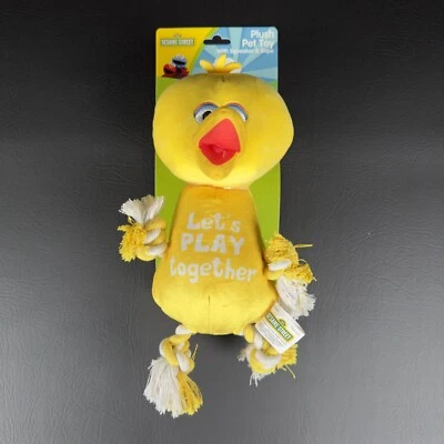 Sesame Street Big Bird 12" Plush Pet Toy With Squeaker and Rope "Let's Play ... - Image 1 of 4