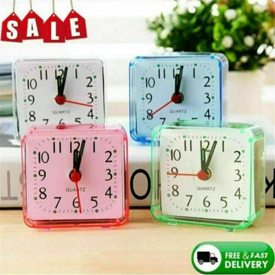 Mini Quartz Alarm Clock Bed Travel Compact Square Beep Table Colours Cute Watch - Image 1 of 4