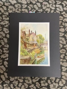 Cambridge - E W Haslehurst Vintage Art print Mounted , Fisher Lane - Picture 1 of 3