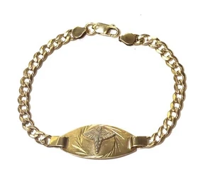 14k yellow gold medical Alert ID Chain link bracelet 19.5g 8" solid estate SOS - Imagen 1 de 6