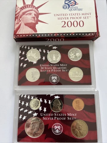 2000 S US Mint Silver Proof Set With COA Cover