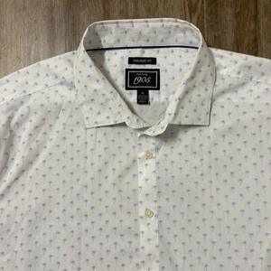 Jos A Bank Mens Shirt 3X 3XL Short Sleeve Palm Trees Tailored Fit Button Down Up - Picture 1 of 11