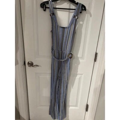 Derek сердце в полоску комбинезон широкие ноги повседневный Summer синий серый размер L - Изображение 1 из 4