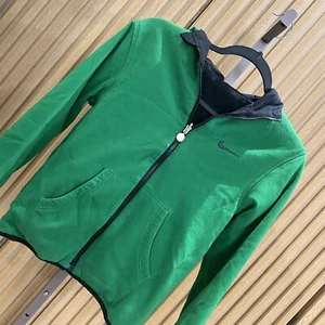 Nike Jacket Kids S Green Black Full Zip Reversible Nylon Hoodie - Picture 1 of 7