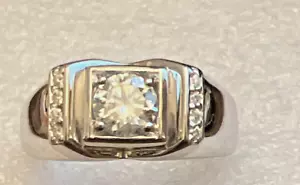 Natural Moissanite Ring in Platinum Over Sterling Silver 1.15 ctw size 13 - Picture 1 of 12