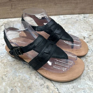 Vionic Lupe Sandals Womens Size 7 Black Leather Thong T Strap Comfort Slingback - Picture 1 of 11