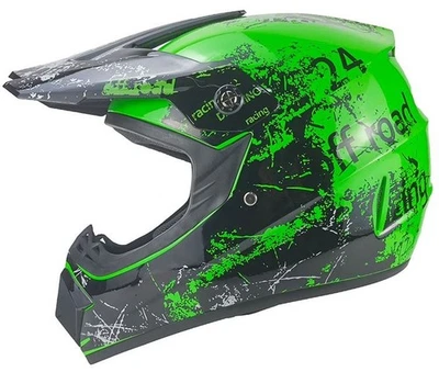 Crosshelm Helm Kinderhelm Motorradhelm Motocross Racing grün Motorrad Quad - Bild 1 von 4