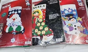 Weihnachten Filz Applikation Strumpf Kits (Menge 3) Janlynn, JP Coats Neu in Verpackung!! - Bild 1 von 7