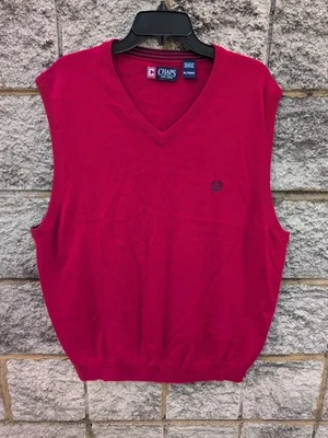 Chaleco Suéter Cuello en V Y2K CHAPS De Colección Para Hombre Talla XL Rojo Algodón Golf Sin Mangas  Foto 1 de 4