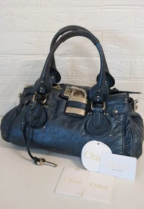 Chloe Paddington seltene marineblaue Farbe Leder Handtasche Schulter mit Schlüssel - Bild 1 von 19