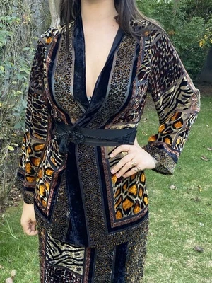 Chaqueta Vintage Carole Little 2 Piezas Terciopelo Burn Out Estampado Animal 12 Falda 14 Foto 1 de 4