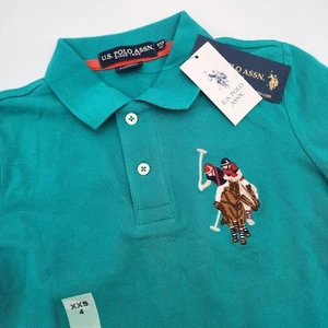 US Polo Assn Boys’ Size XXS 4 Polo Shirt Big Pony Logo Short Sleeve Green NWT - Picture 1 of 7