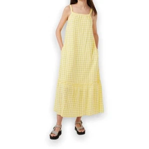 Free Assembly Yellow Gingham Midi Dress Size L (10-12) NWT - Picture 1 of 6