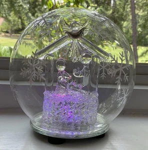 Handblown LED Glass Globe Nativity Scene Lights Up W/Color Changing LED - Picture 1 of 6