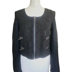 Victoria Beckham Jacke Damen Gr. 2 Spitze Blumen Reißverschlüsse Langarm Schwarz.  - Bild 1 von 10