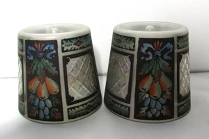 Antique Pair of Hand Painted & Cut Glass Boudoir Art Glass Shades, circa 1930s - Picture 1 of 7