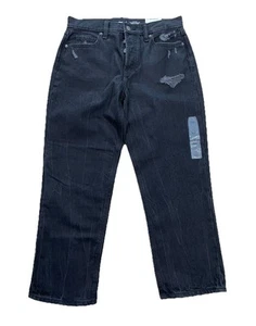 Old Navy Womens High-rise Slouchy Straight Jeans – Black Size 6 Crop Button Fly - Picture 1 of 8