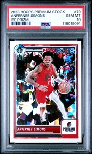 Aros Panini 2023-24 Stock Premium Anfernee Simons Ice Prizm/25 PSA 10 - Imagen 1 de 2