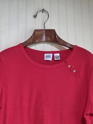 Camisa informal Jason Maxwell para mujer XL roja manga corta detalle de botones Foto 1 de 4