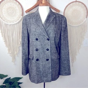Bogner Chaqueta Blazer Doble Botonadura Gris y Negro Mezcla Lana Seda - Imagen 1 de 5