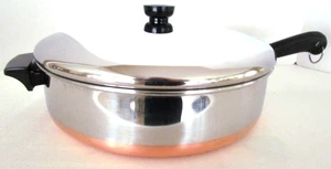 VINTAGE REVERE WARE 12" LARGE 3" DEEP SKILLET / CHICKEN FRYER WITH LID EUC - Picture 1 of 11