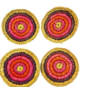 ANNABEL INGALL AUSTRALIA 4 MONTAÑAS RUSAS DE PAJA DE GANCHILLO, RAYAS VIBRANTES, 4,5" DE DIAMANTE - Imagen 1 de 4